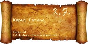 Kapui Ferenc névjegykártya