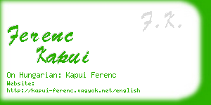 ferenc kapui business card